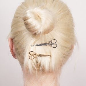 Pair of new gold vintage-look scissor hairpins